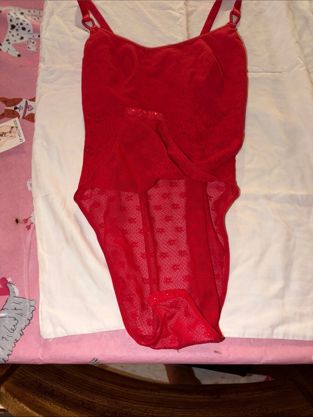 Red Lace Bodysuit - Women Intimates & Sleepwear new size 34 - Picture 2 of 5